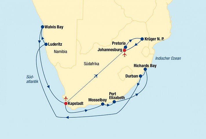 Kreuzfahrt Südafrika & Namibia + Rundreise