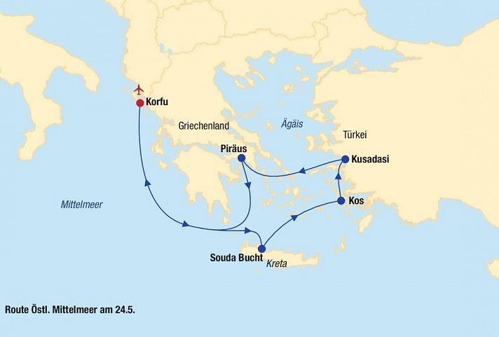 Baden auf Korfu + Kreuzfahrt Östl. Mittelmeer