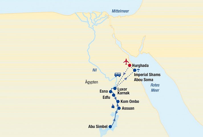 Nilkreuzfahrt + Badeurlaub Abu Soma